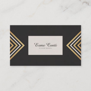 Art Deco Gold Chevron Modern Schwarz Geometrisch Visitenkarte
