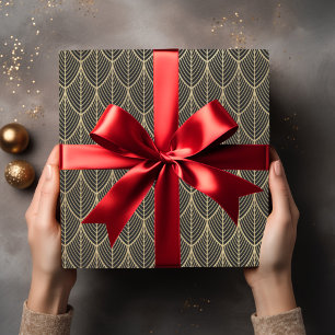 Art Deco Gold Elegantes Schuppen-Muster mit Musche Geschenkpapier
