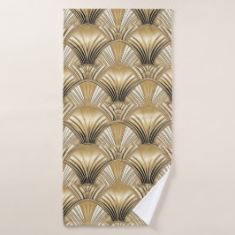 Art Deco Gold Elfenbeinmuster Badehandtuch