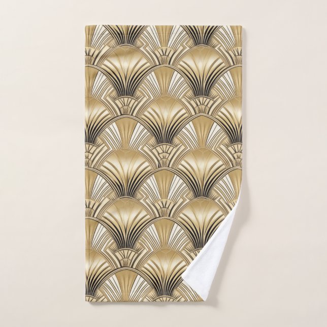 Art Deco Gold Elfenbeinmuster Handtuch (Handtuch)