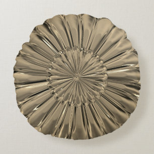 Art Deco Gold Fächer Muschel Blumen Metalloptik De Rundes Kissen