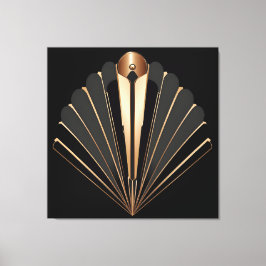 Art Deco Gold Fan Geometric Elegance Leinwanddruck