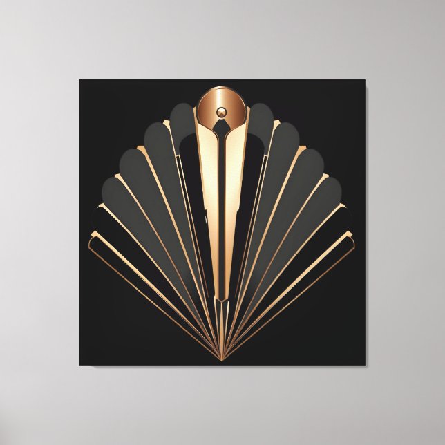 Art Deco Gold Fan Geometric Elegance Leinwanddruck (Vorderseite)