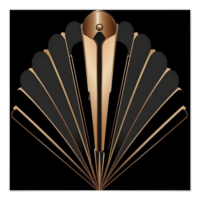 Art Deco Gold Fan Geometric Elegance Poster (Vorderseite)