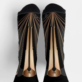 Art Deco Gold Fan Geometric Elegance Socken
