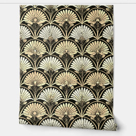 Art Deco Gold Floral Fan Accent Wall Tapete