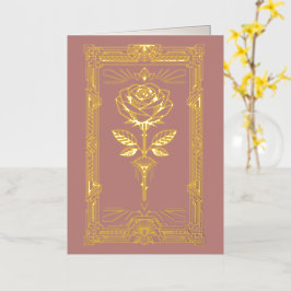 Art Deco Gold Foil Rose Valentine Card Grußkarte Mit Foliendruck