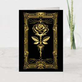 Art Deco Gold Foil Rose Valentine Card Grußkarte Mit Foliendruck
