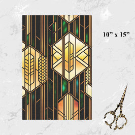 Art Deco Gold gestanzte Glaskunstwerke Klein Seidenpapier
