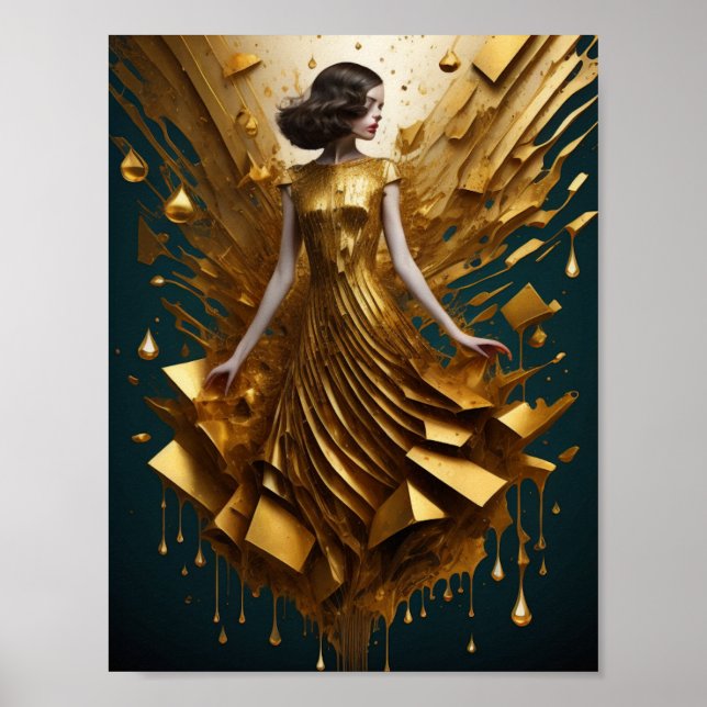 Art Deco Gold Girl Poster (Vorne)