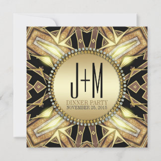 Art Deco Gold Glow Dinner Party Einladung
