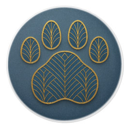 Art Deco Gold & Green "Metalwork" Paw Keramik Knoc Keramikknauf