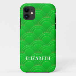Art Deco Gold Green Name Personalisiert Case-Mate iPhone Hülle