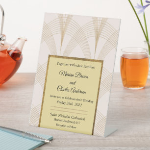 Art Deco Gold Hochzeit Einladung Sockelschild