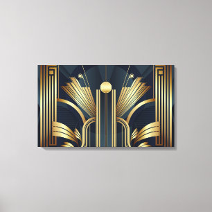 Art Deco Gold Leinwanddruck