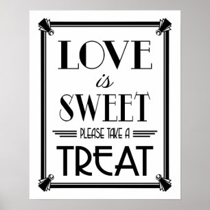 Art Deco GOLD LOVE IS SWEET B/G Farbwechsel Poster