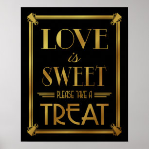 Art Deco GOLD LOVE IS SWEET B/G Farbwechsel Poster