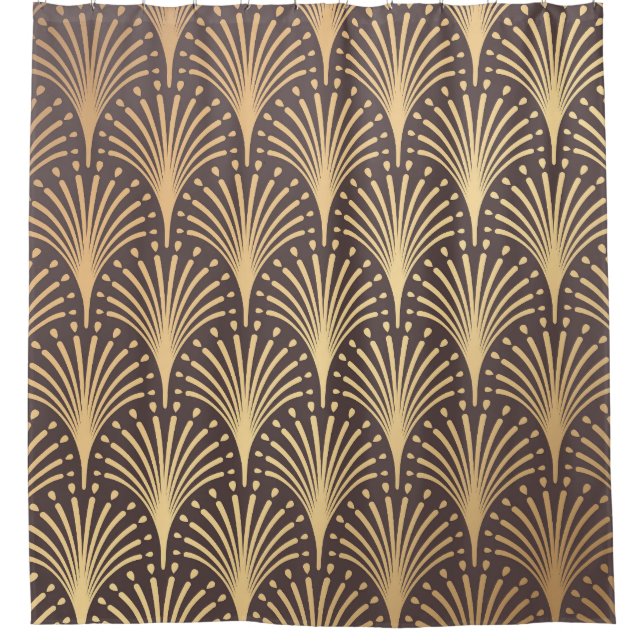 Art Deco Gold: Minimalistischer geometrischer Luxu Duschvorhang (Vorderseite)