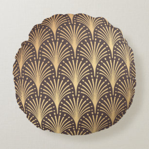 Art Deco Gold: Minimalistischer geometrischer Luxu Rundes Kissen