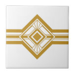 Art Deco Gold Mustard Yellow Geometric Border Fliese<br><div class="desc">Stilvolle Deko-Stil goldene geometrische Detail Zierleisten dekorative Keramik Kachel auf einem weißen Hintergrund. Bitte beachten Sie,  dass Gold ein senfgelber Flachdruck ist und keine Goldfarbe ist. Das Vintage Interieur des Dekos ist stilvoll und originell.</div>