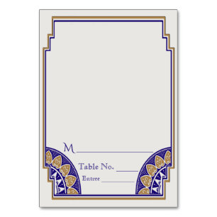 Art Deco Gold Navy Posh Platzkarte Tischnummer