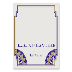 Art Deco Gold Navy Posh Platzkarte Tischnummer