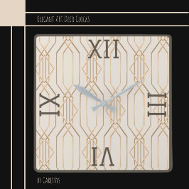 Art Deco Gold Pastell Dunkelbraune Wand Uhr