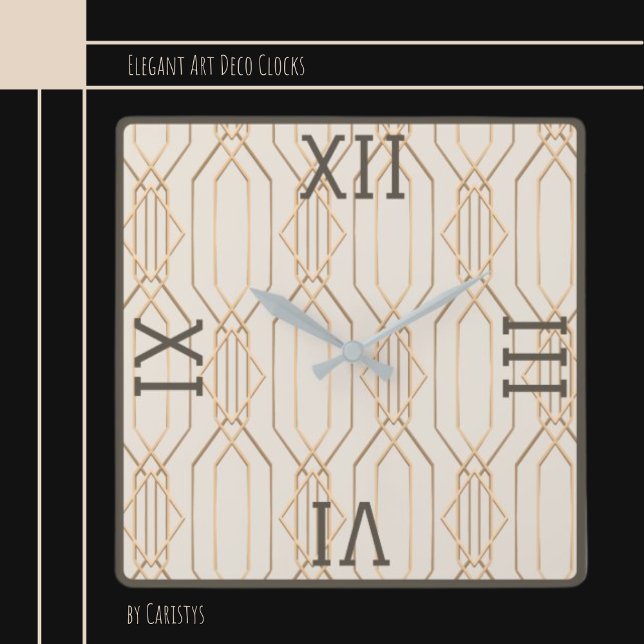 Art Deco Gold Pastell Dunkelbraune Wand Uhr (Von Creator hochgeladen)