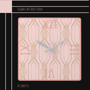 Art Deco Gold Pastell Rose Shades Square Uhr