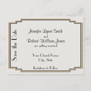 Art Deco Gold Posh Save the Date Postkarte