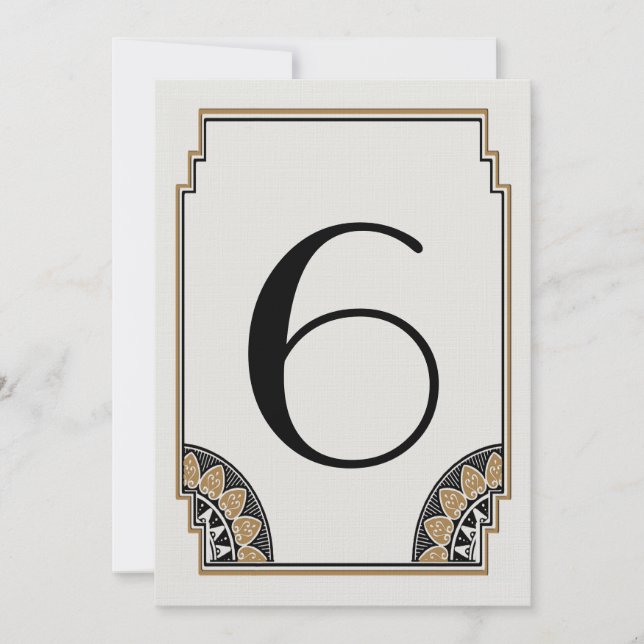 Art Deco Gold Posh Tischnummer 6 (Vorderseite)