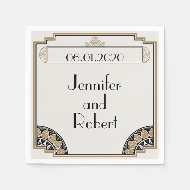 Art Deco Gold Posh Wedding Napkin Serviette (Vorderseite)