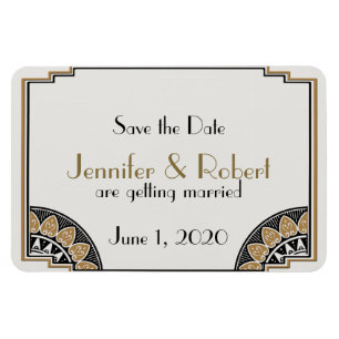 Art Deco Gold Posh Wedding Speichern Sie das Datum Magnet