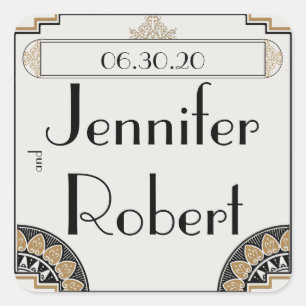 Art Deco Gold Posh Wedding Umschlag Aufkleber
