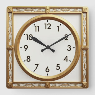 Art Deco Gold Quadratische Wanduhr