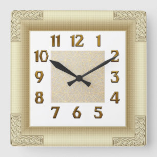 Art Deco Gold Quadratische Wanduhr