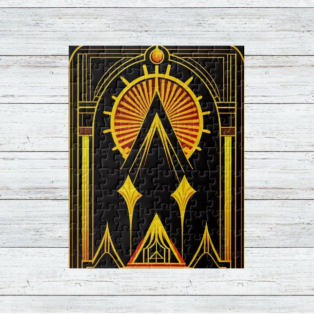 Art Deco Gold Red Black Artwork Puzzle (Von Creator hochgeladen)