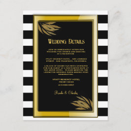 Art Deco Gold Rose Schwarze Streifen Hochzeit Begleitkarte