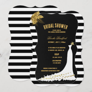 Art Deco Gold Rose, Streifen Brautparty Card Einladung