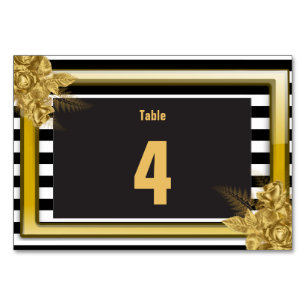Art Deco Gold Rose, Streifen Hochzeitskarte Tischnummer