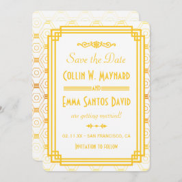 Art Deco Gold Save the Date Einladung