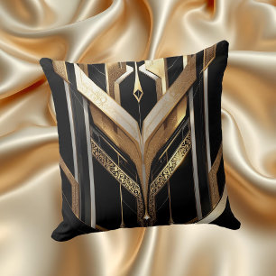 Art Deco Gold Schwarz Geometrisches Design Kissen