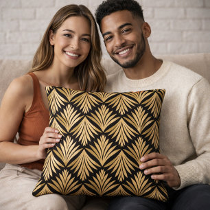 Art Deco Gold Schwarz Muster Wurfkissen Kissen