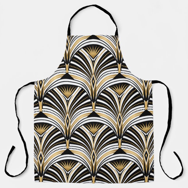 Art Deco Gold Schwarze Elegante Schürze (Vorderseite)