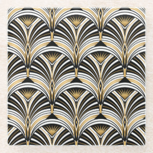 Art Deco Gold Schwarze Eleganz: Brüllende Zwanzige Glasuntersetzer