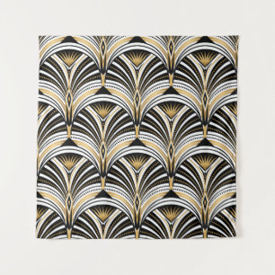 Art Deco Gold Schwarze Eleganz: Brüllende Zwanzige Wandteppich