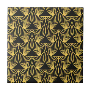 Art Deco Gold schwarze Fliesen Muster