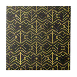 Art Deco Gold schwarze Fliesen Muster