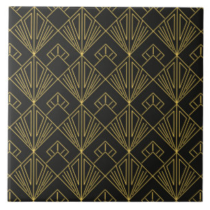 Art Deco Gold schwarze Fliesen Muster