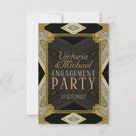 Art Deco Gold Schwarze Verlobung Einladung